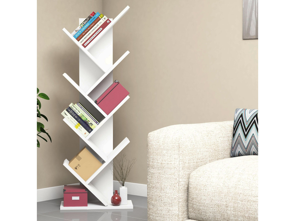 Bibliothèque en bois "Hitit" - 46 x 22 x 128 cm - Blanc