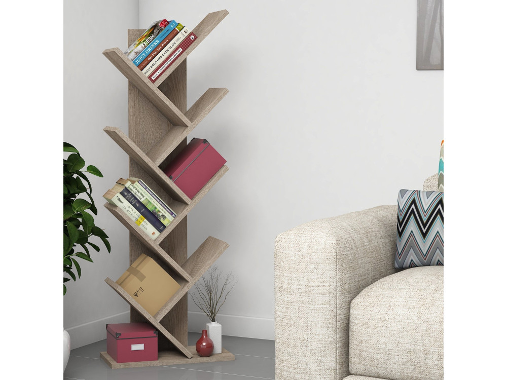 Bibliothèque en bois "Hitit" - 46 x 22 x 128 cm - Marron