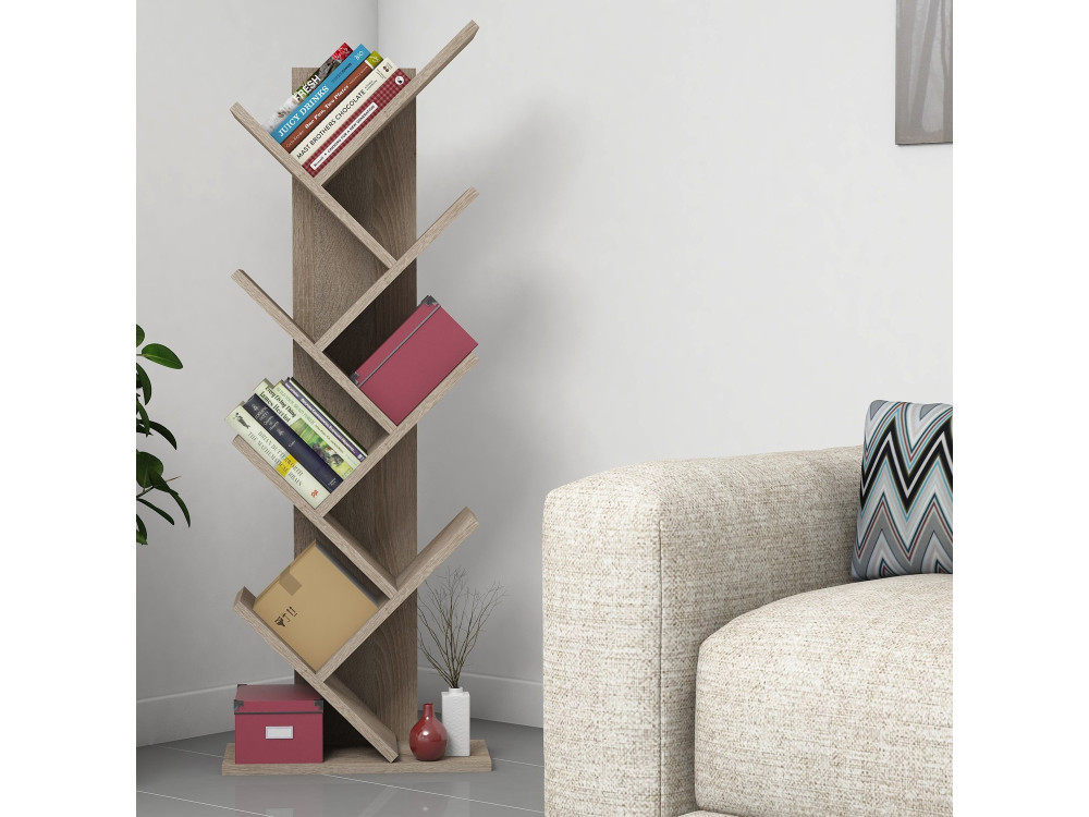 Bibliothèque en bois "Hitit" - 46 x 22 x 128 cm - Marron