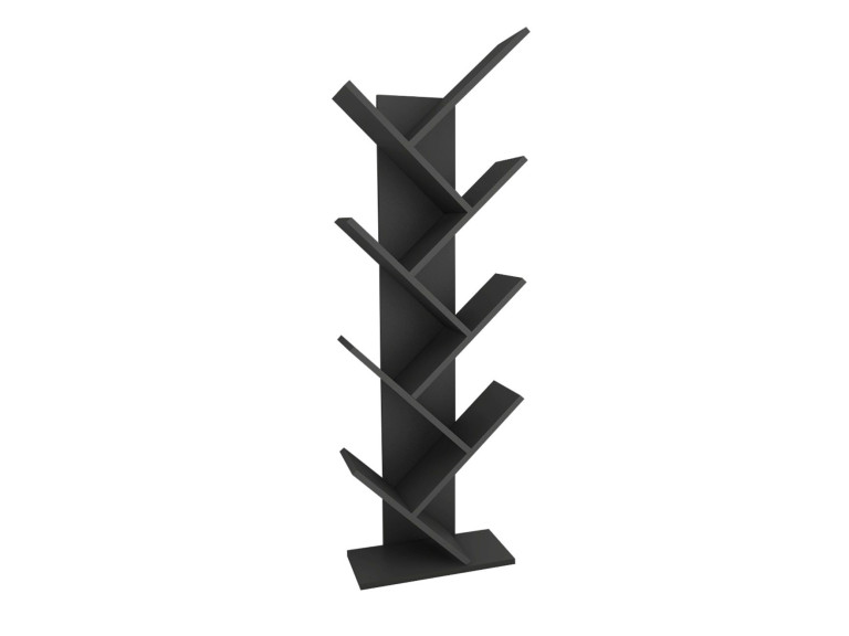 Bibliothèque en bois "Hitit" - 46 x 22 x 128 cm - Gris anthracite