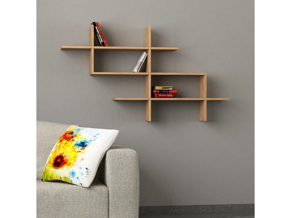 Bibliothèque en bois "Halic" - 150 x 22 x 82 cm - Chêne