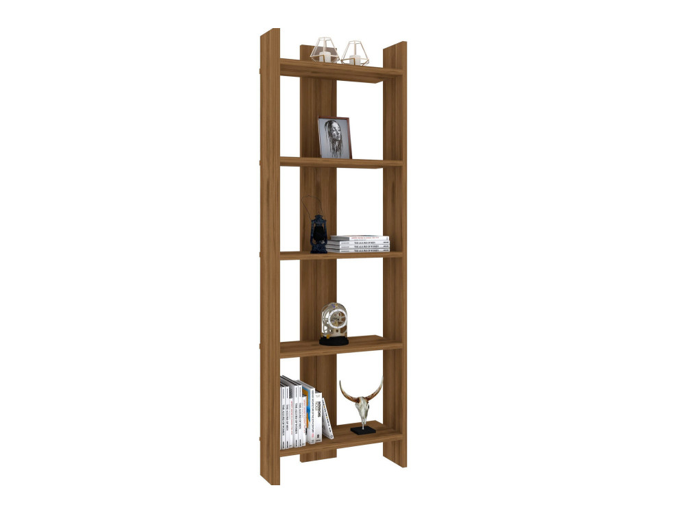 Bibliothèque en bois "Virba" - 52 x 22 x 149 cm - Noyer