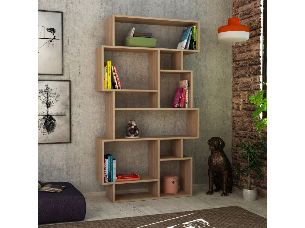 Bibliothèque en bois "Karmato" - 96 x 25 x 168 cm - Chêne de Sonoma