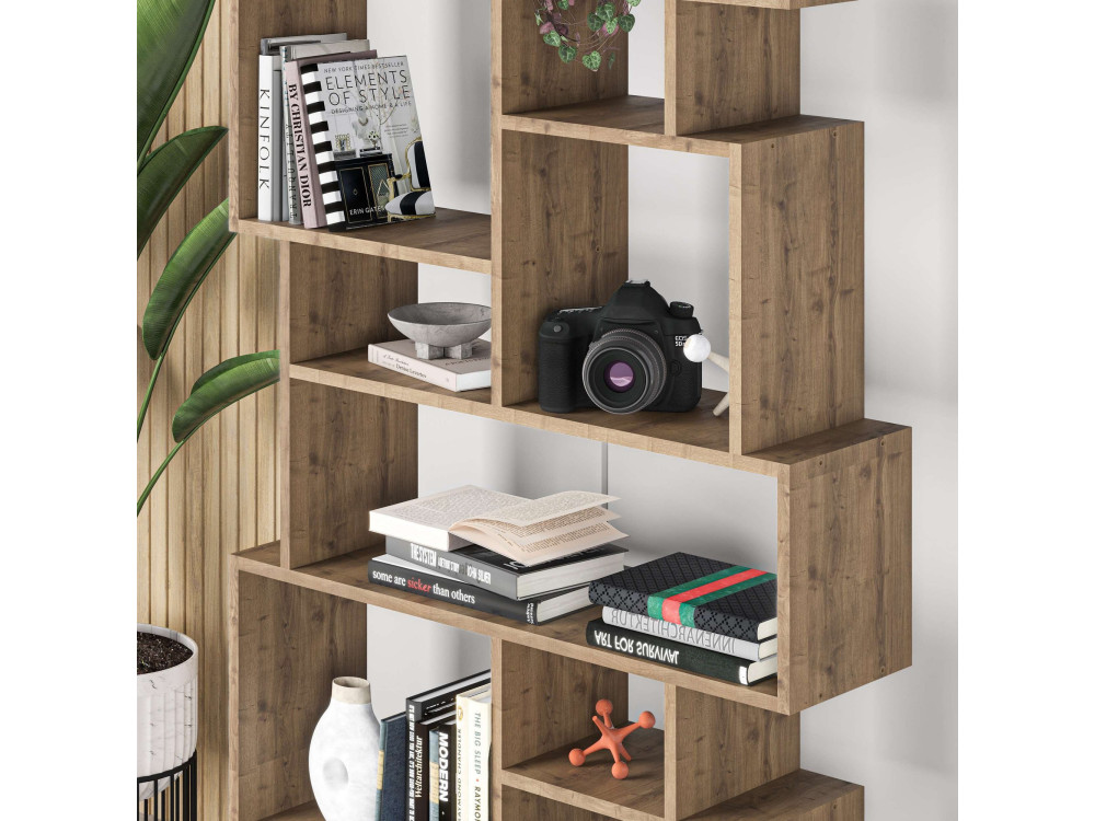 Bibliothèque en bois "Karmato" - 96 x 25 x 168 cm - Marron