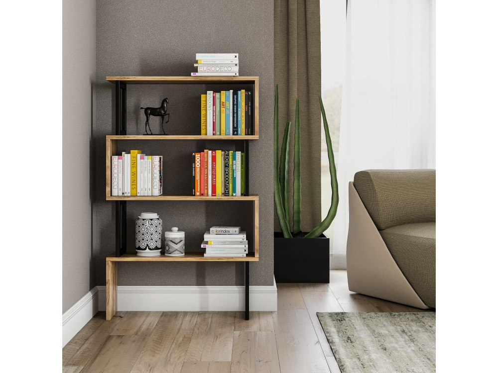 Bibliothèque en bois "Ceylan" - 80 x 22 x 128 cm - Noyer