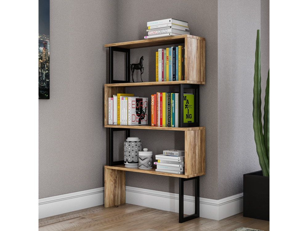 Bibliothèque en bois "Ceylan" - 80 x 22 x 128 cm - Noyer