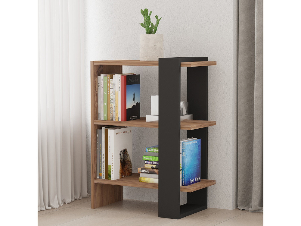 Bibliothèque en bois "Ova" - 51 x 25 x 70 cm - ChêneAnthracite