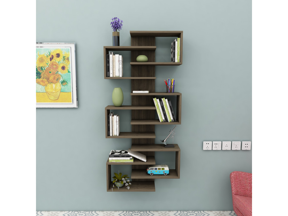 Bibliothèque en bois "Lotus" - 75 x 21 x 161 cm - Noyer
