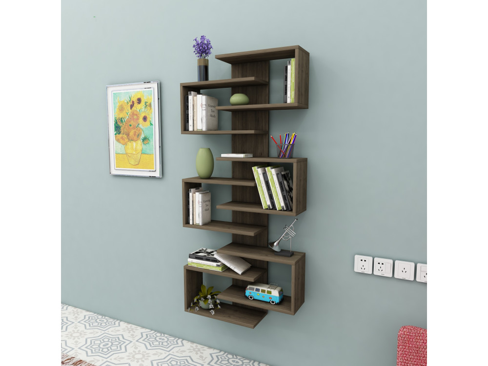 Bibliothèque en bois "Lotus" - 75 x 21 x 161 cm - Noyer