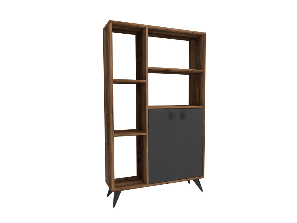 Bibliothèque en bois "Meldan" - 80 x 25 x 135 cm - Noyer Clair, Anthracite