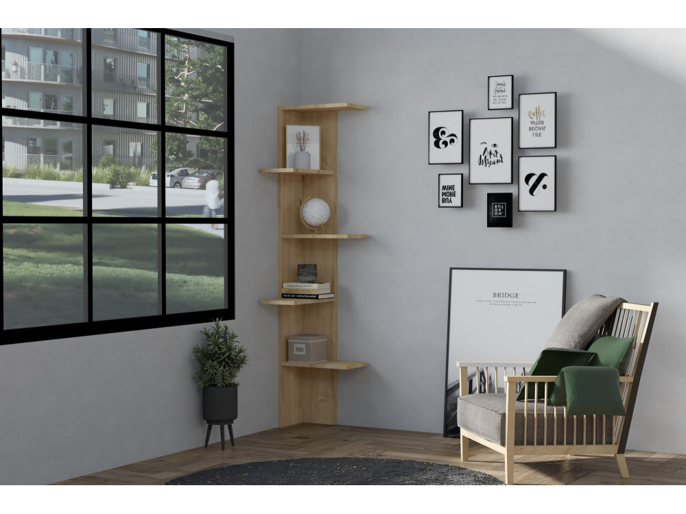 Bibliothèque en bois "Bled" - 40 x 21 x 160 cm - Beige