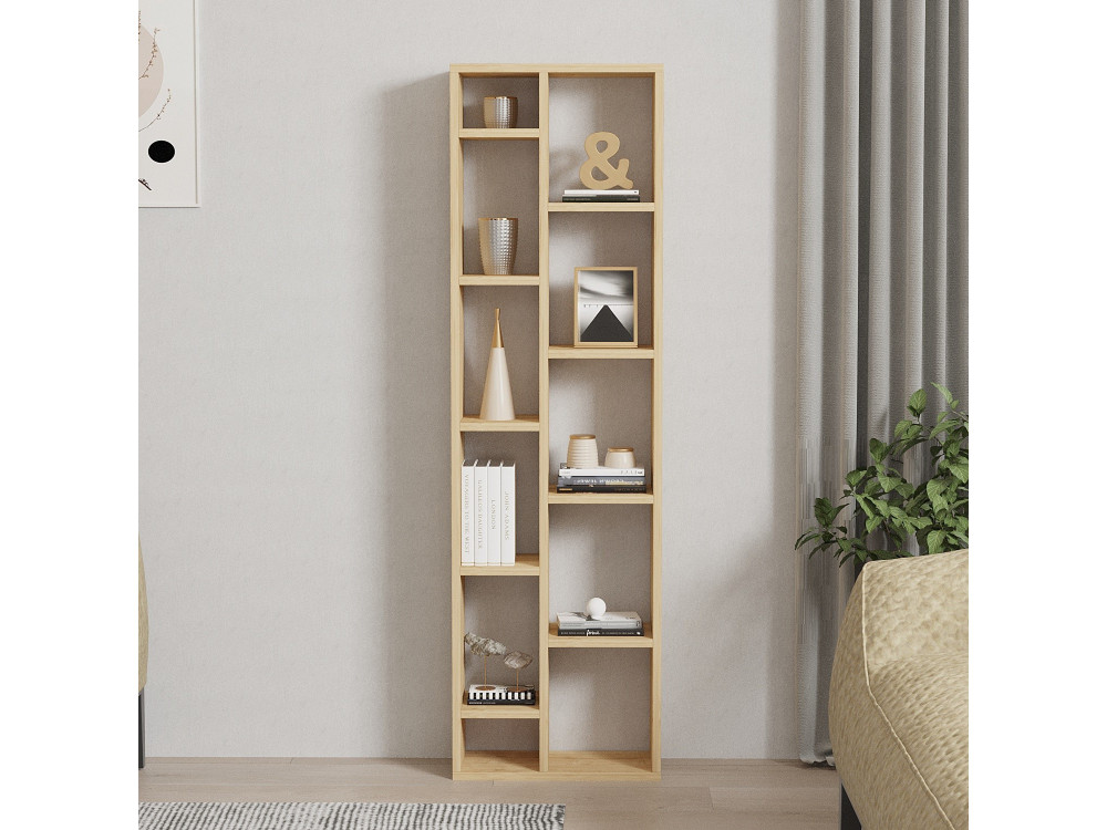 Bibliothèque en bois "Tomi" - 45 x 20 x 150 cm - Chêne Saphir