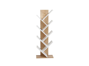 Bibliothèque en bois "Tuval 066" - 46 x 22 x 129 cm - Chêne, Blanc