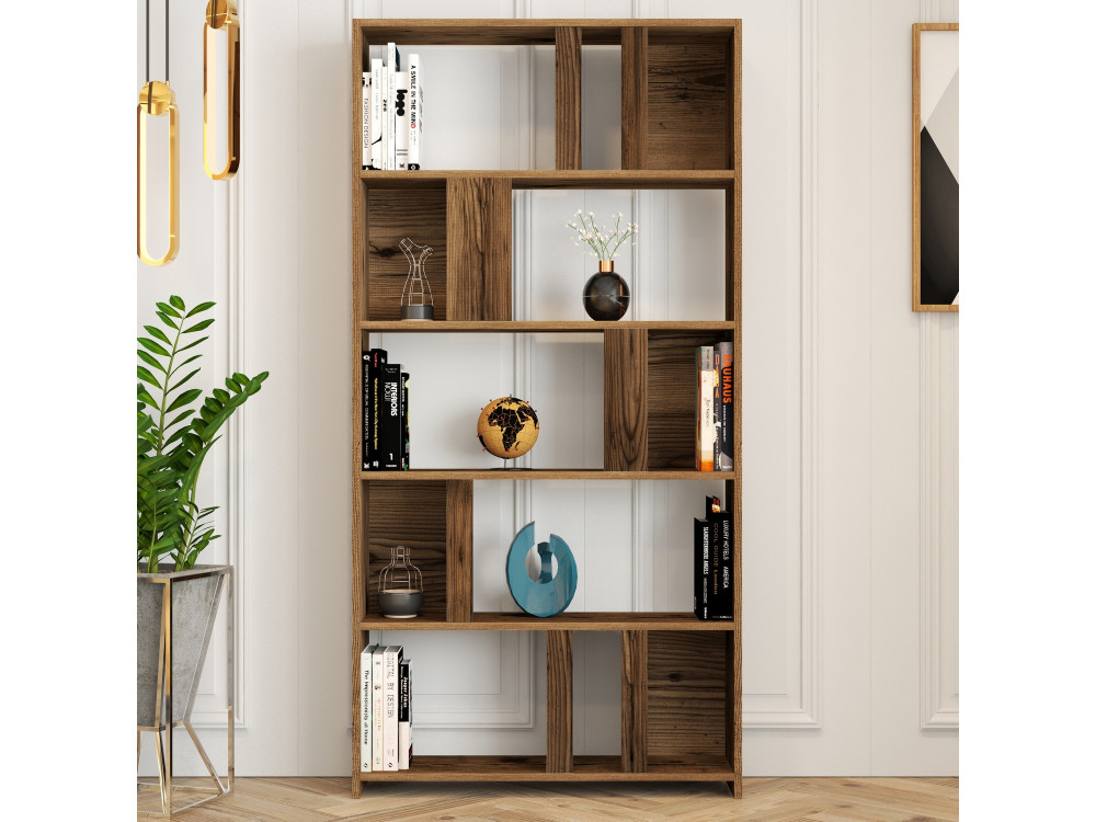 Bibliothèque en bois "Lima" - 90 x 20 x 180 cm - Noyer