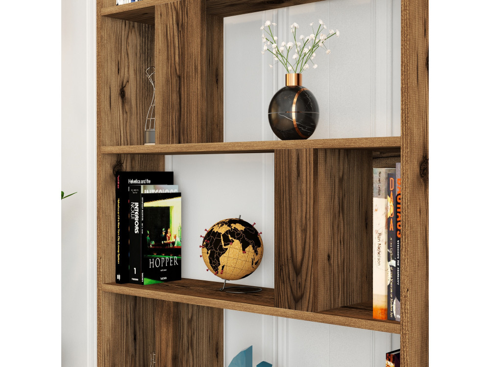 Bibliothèque en bois "Lima" - 90 x 20 x 180 cm - Noyer