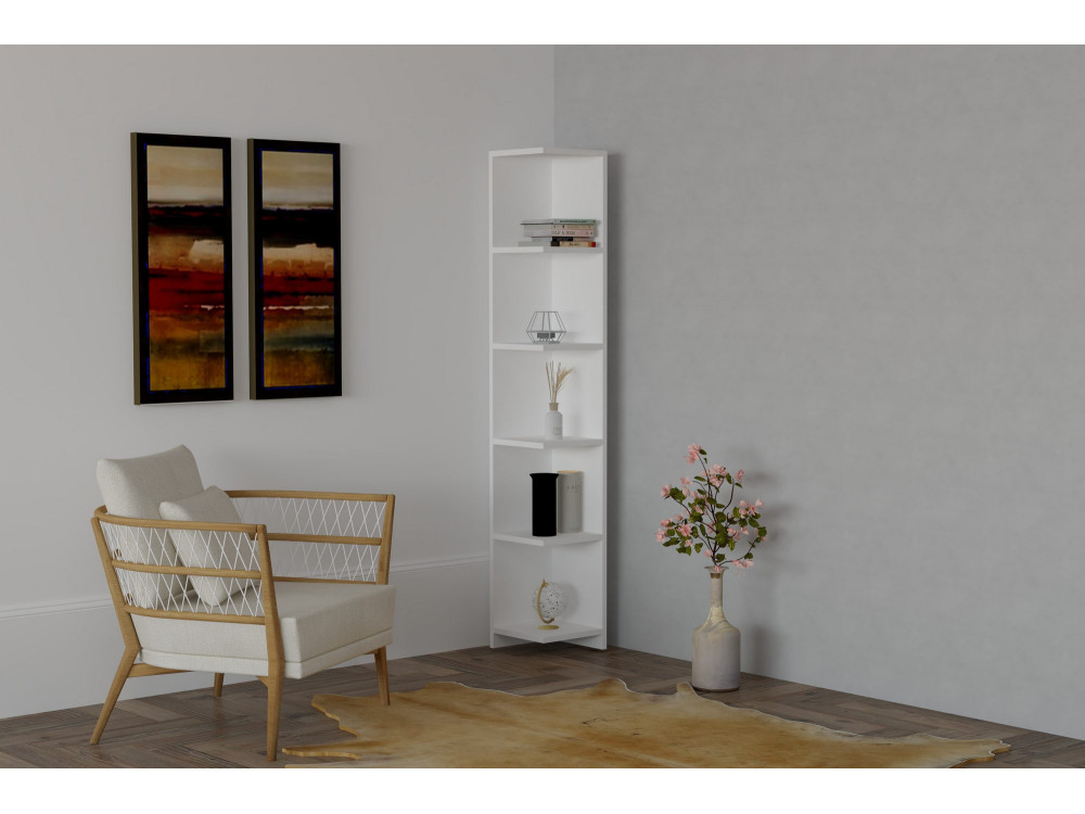 Bibliothèque en bois "Ravella" - 25 x 25 x 160 cm - Blanc