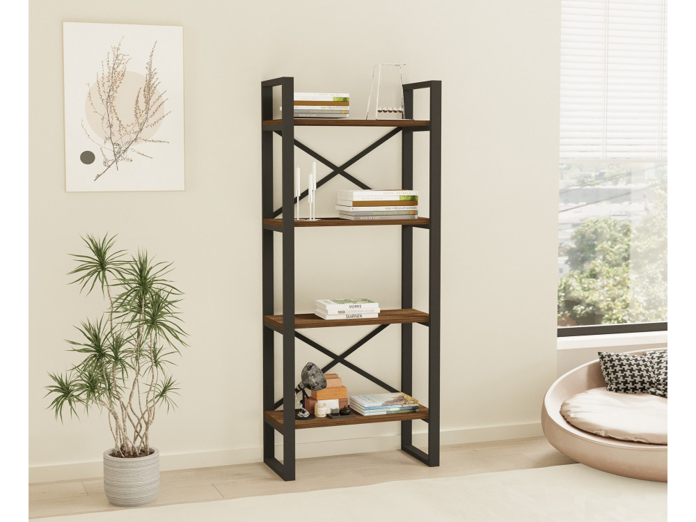 Bibliothèque en bois "Alaro" - 66 x 32 x 150 cm - Noyer