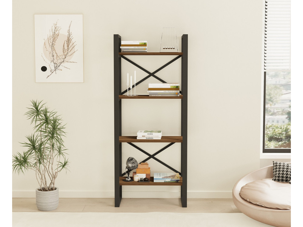 Bibliothèque en bois "Alaro" - 66 x 32 x 150 cm - Noyer
