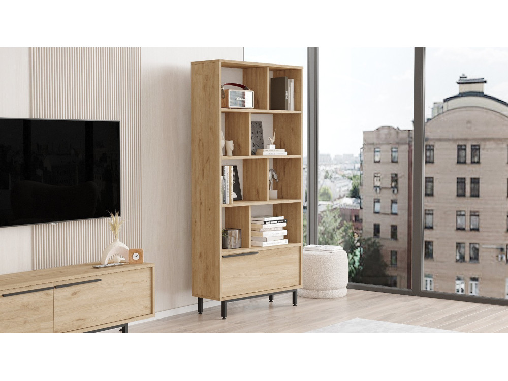 Bibliothèque en bois "Calvin" 83,9 x 29,5 x 175,6 cm - Noyer