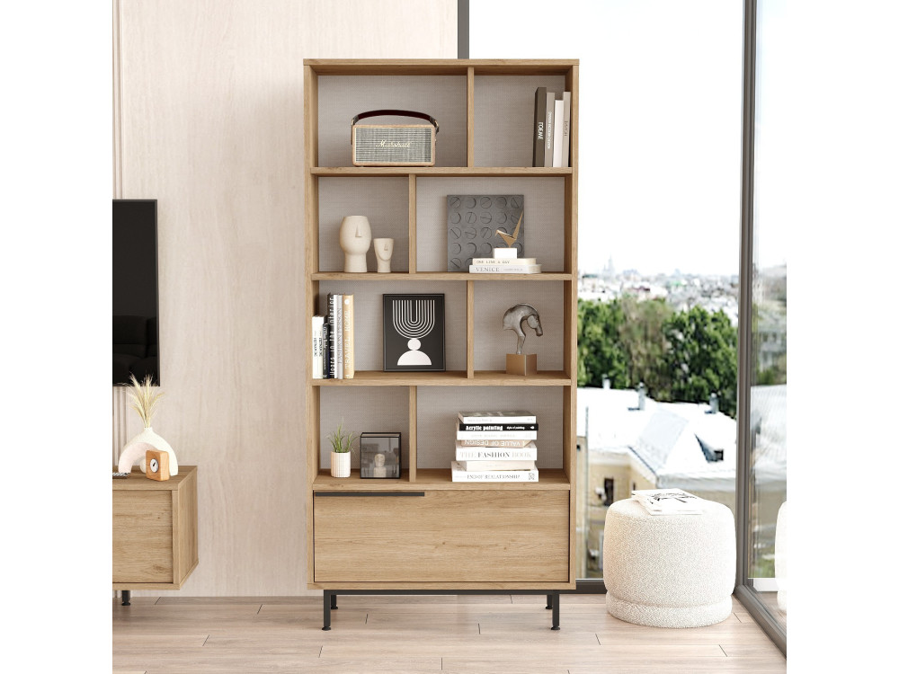 Bibliothèque en bois "Calvin" 83,9 x 29,5 x 175,6 cm - Noyer