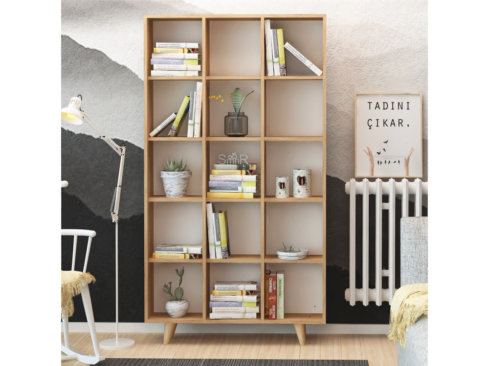 Bibliothèque en bois "Zipa" 100 x 25 x 184 cm - Chêne