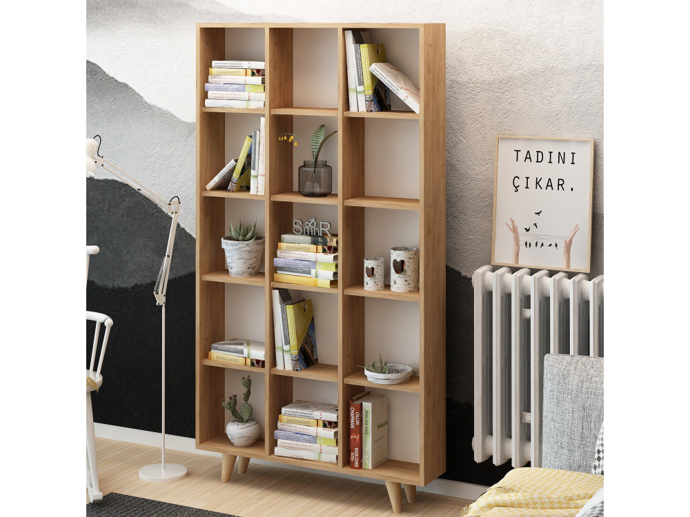 Bibliothèque en bois "Zipa" 100 x 25 x 184 cm - Chêne