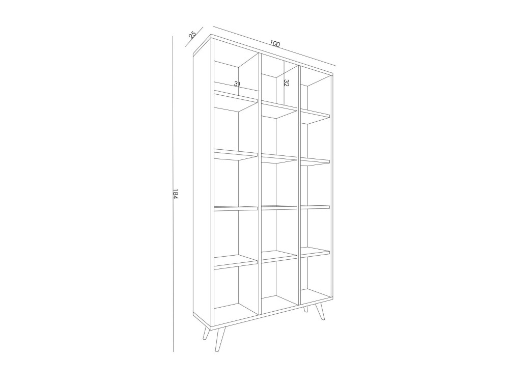 Bibliothèque en bois "Zipa" 100 x 25 x 184 cm - Chêne