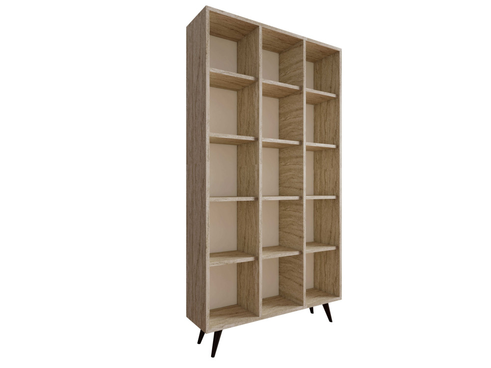 Bibliothèque en bois "Zipa" 100 x 25 x 184 cm - Travertin