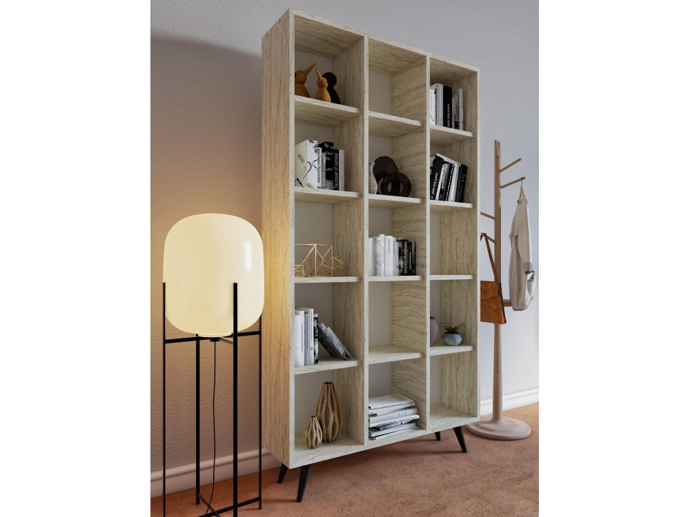 Bibliothèque en bois "Zipa" 100 x 25 x 184 cm - Travertin