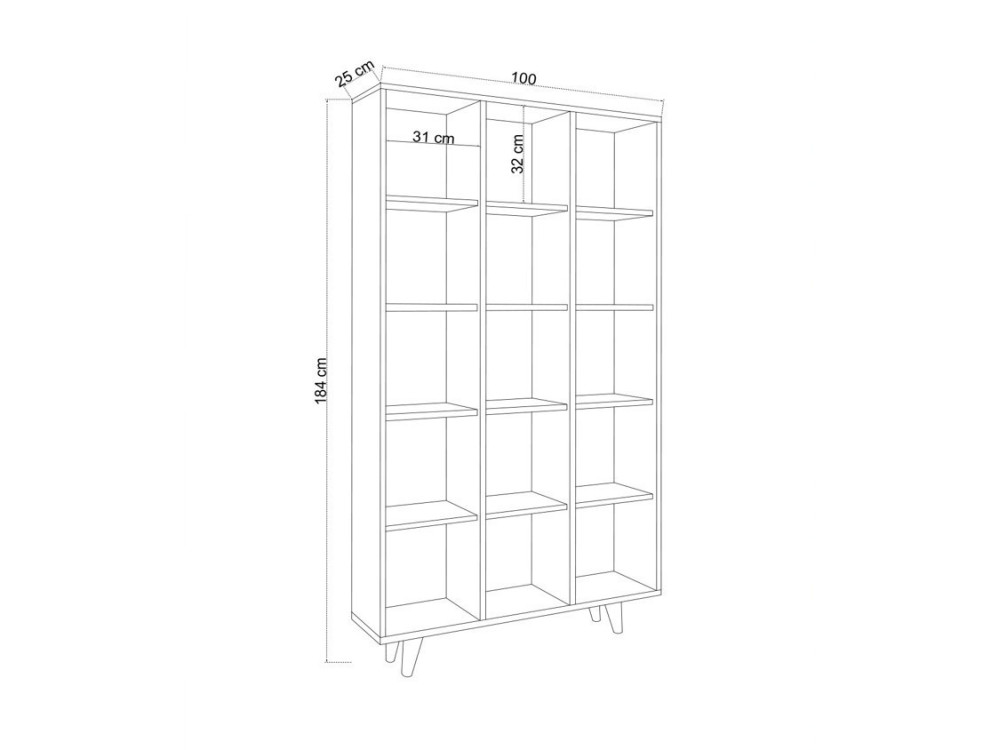 Bibliothèque en bois "Zipa" 100 x 25 x 184 cm - Travertin