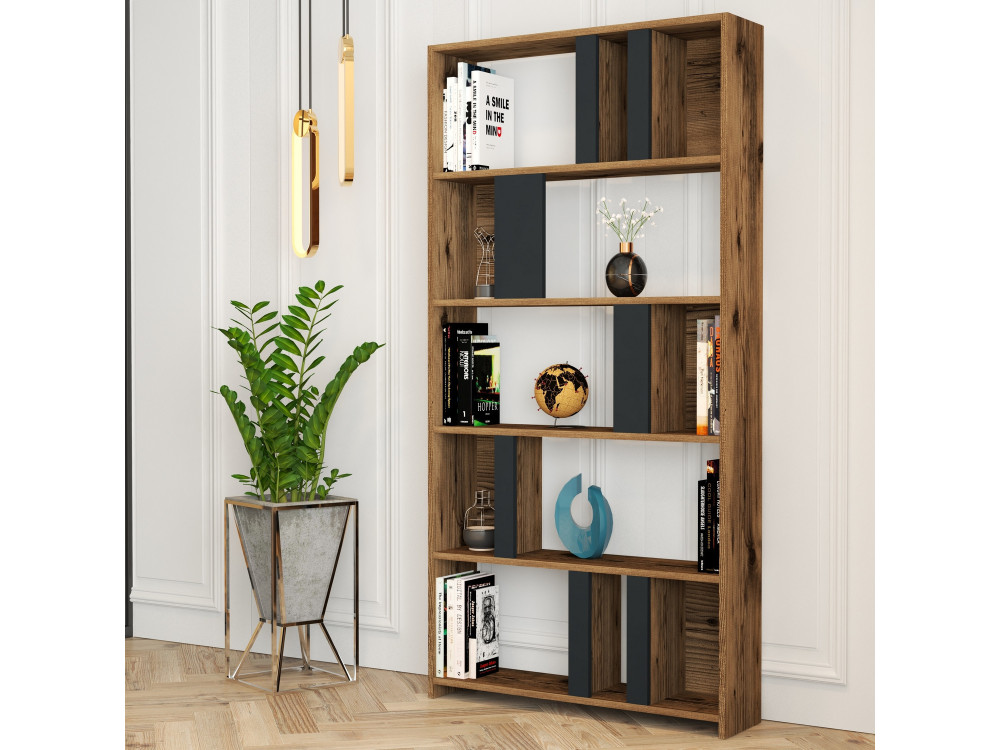 Bibliothèque en bois "Lima" 90 x 20 x 180 cm - Noyer