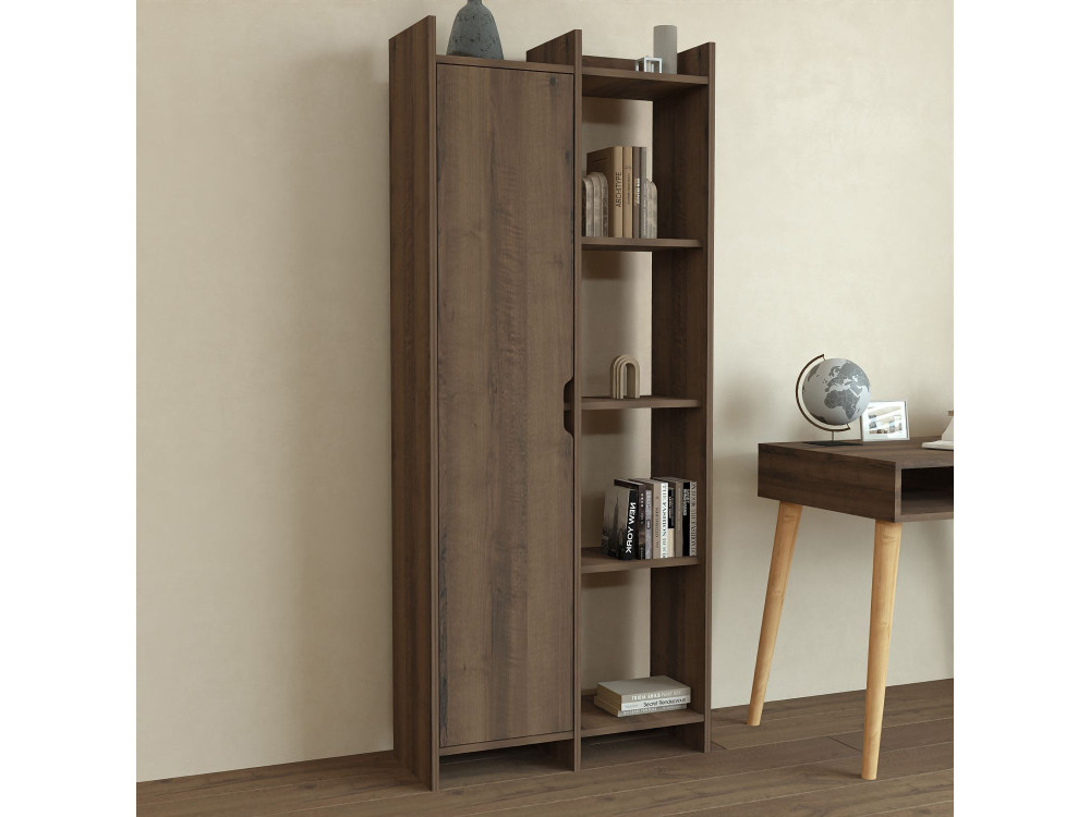 Bibliothèque en bois "Offer" 70 x 30 x 180 cm - Noyer antique