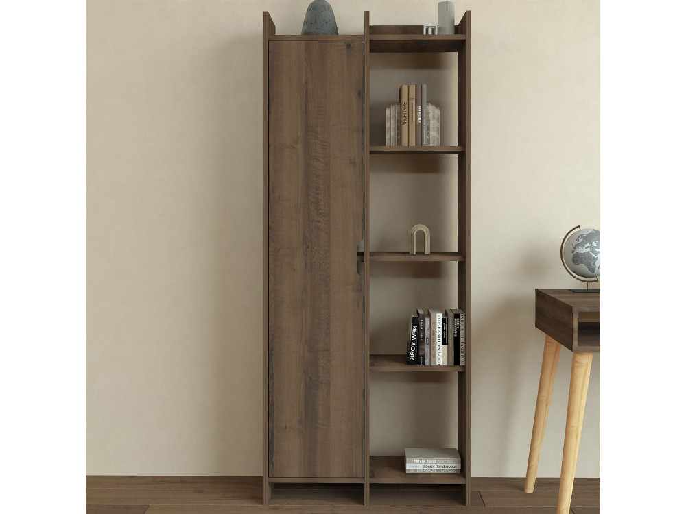 Bibliothèque en bois "Offer" 70 x 30 x 180 cm - Noyer antique