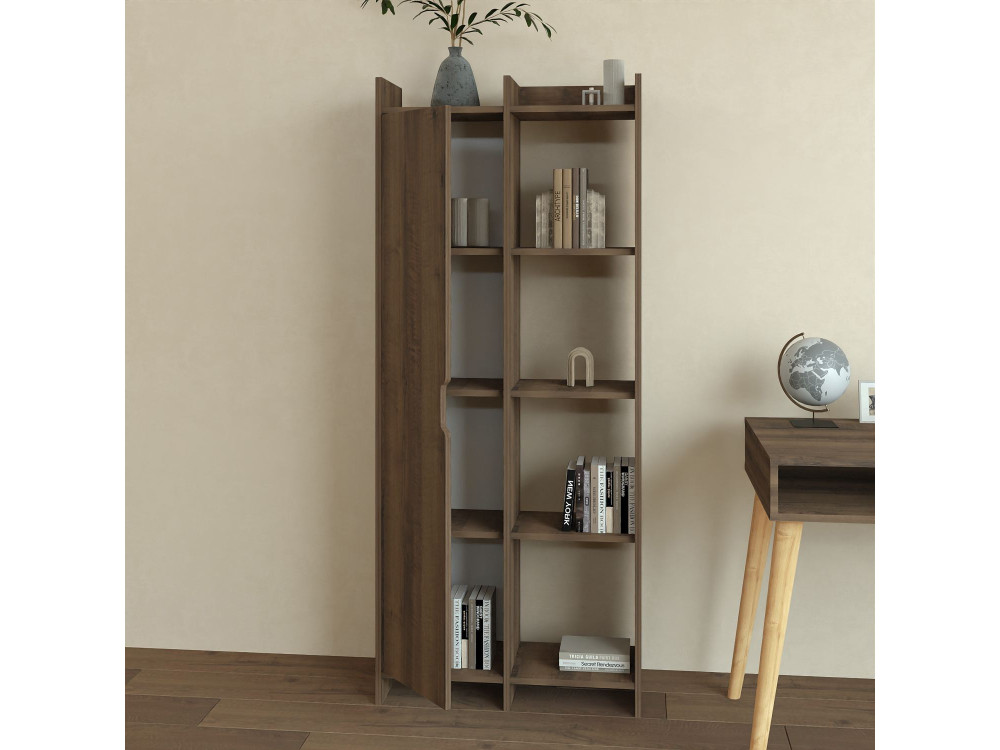 Bibliothèque en bois "Offer" 70 x 30 x 180 cm - Noyer antique