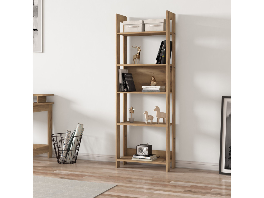 Bibliothèque en bois "Country" - 64 x 30 x 180 cm - Marron