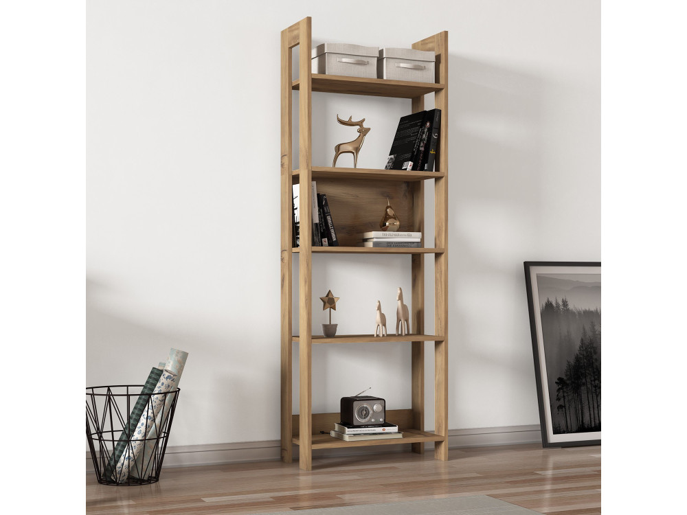 Bibliothèque en bois "Country" - 64 x 30 x 180 cm - Marron