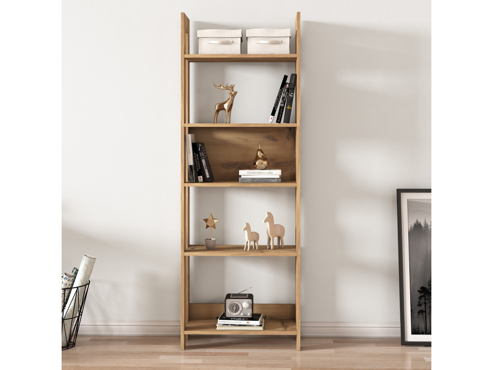 Bibliothèque en bois "Country" - 64 x 30 x 180 cm - Marron