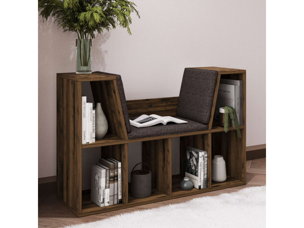 Bibliothèque avec assise en bois "Livora" - 103 x 30 x 63 cm - Marron