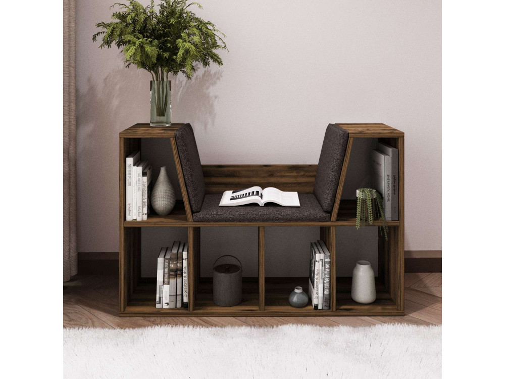Bibliothèque avec assise en bois "Livora" - 103 x 30 x 63 cm - Marron