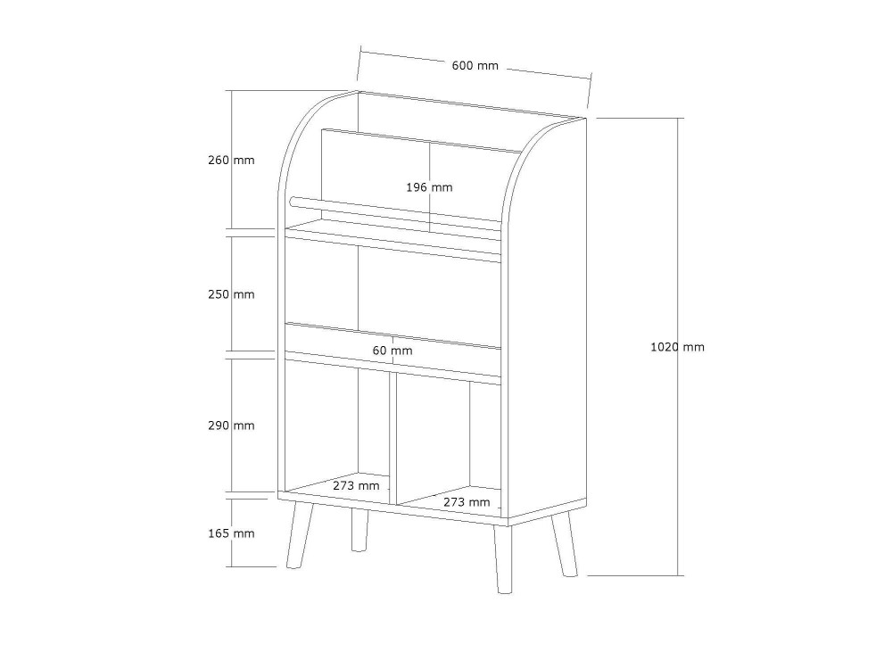 Bibliothèque en bois "Minola" - 60 x 30 x 102 cm - Blanc