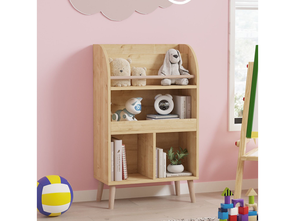 Bibliothèque en bois "Minola" - 60 x 30 x 102 cm - Beige