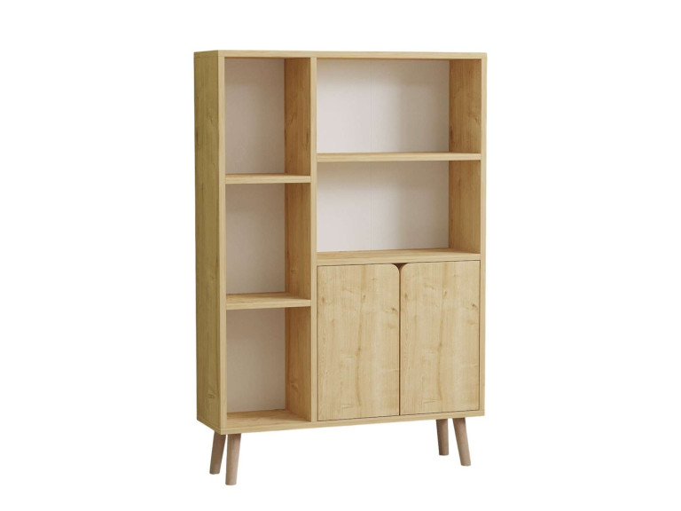Bibliothèque en bois "Lumo" - 80 x 24 x 120 cm - Beige