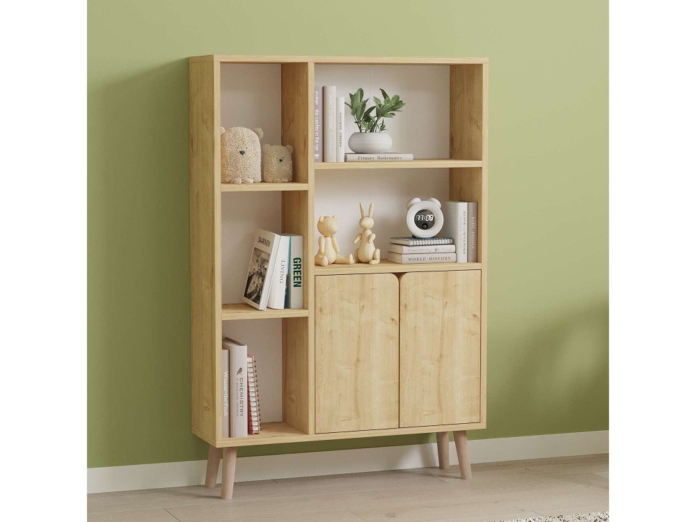 Bibliothèque en bois "Lumo" - 80 x 24 x 120 cm - Beige