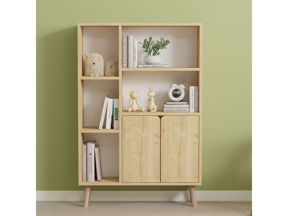 Bibliothèque en bois "Lumo" - 80 x 24 x 120 cm - Beige