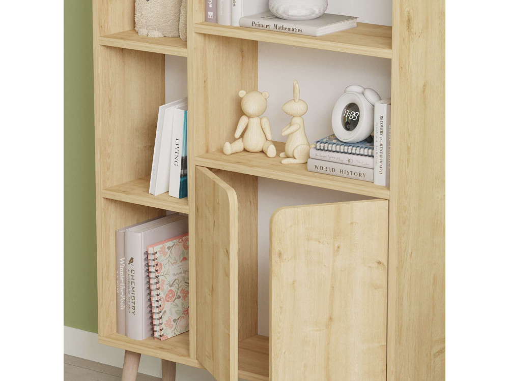 Bibliothèque en bois "Lumo" - 80 x 24 x 120 cm - Beige