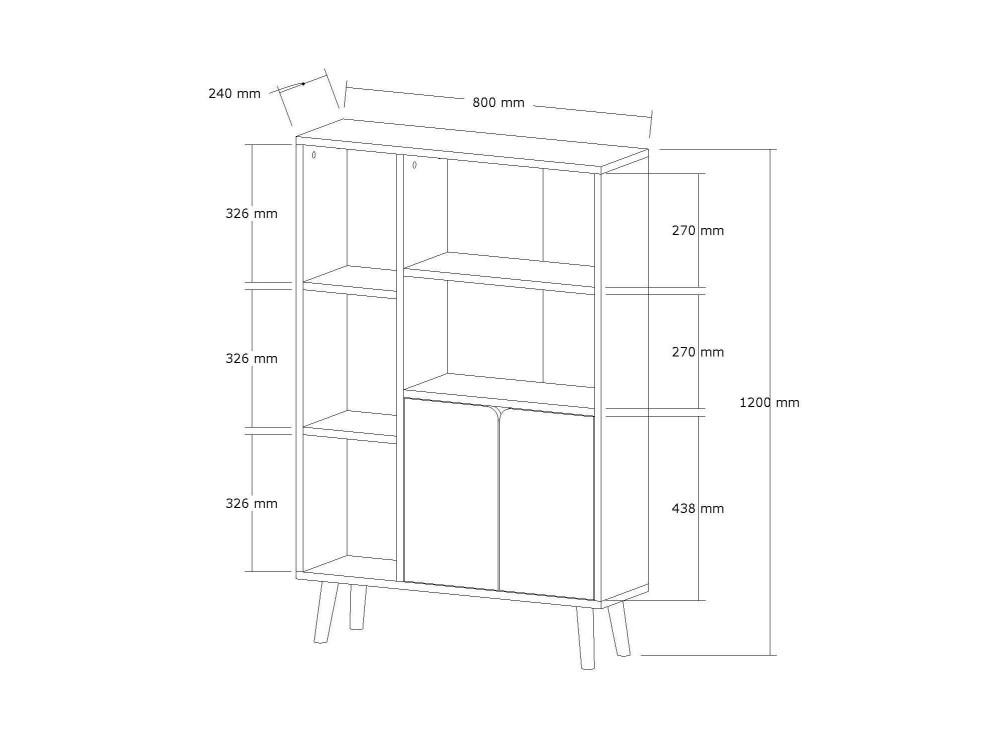Bibliothèque en bois "Lumo" - 80 x 24 x 120 cm - Beige