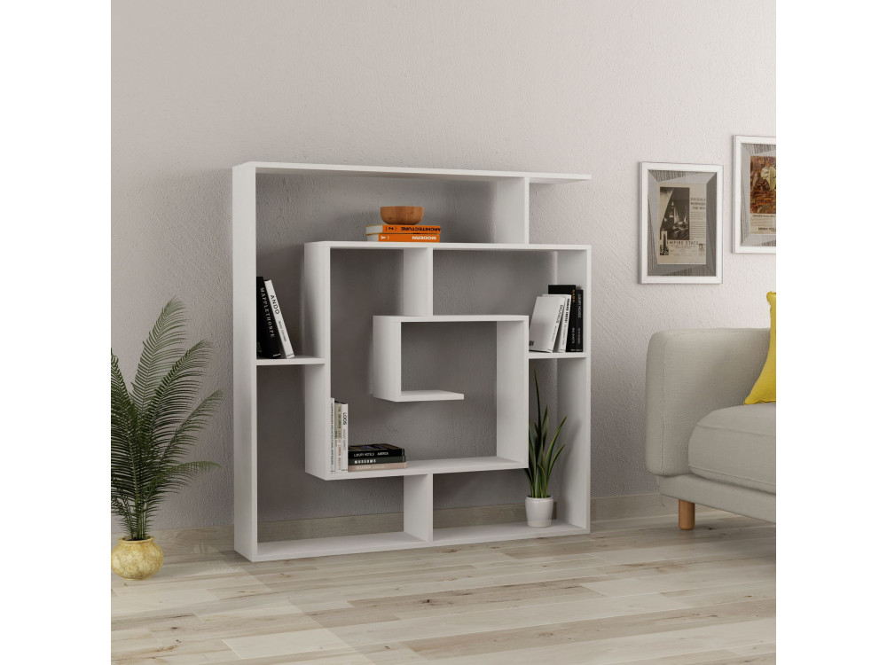 Bibliothèque en bois "Labirent" - 125 x 22 x 129 cm - Blanc