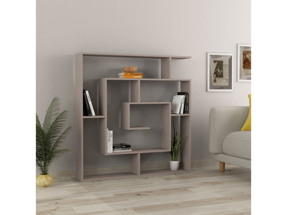 Bibliothèque en bois "Labirent" - 125 x 22 x 129 cm - Moka clair