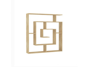 Bibliothèque en bois "Labirent" - 125 x 22 x 129 cm - Beige