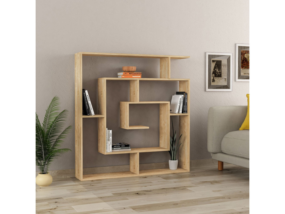 Bibliothèque en bois "Labirent" - 125 x 22 x 129 cm - Beige